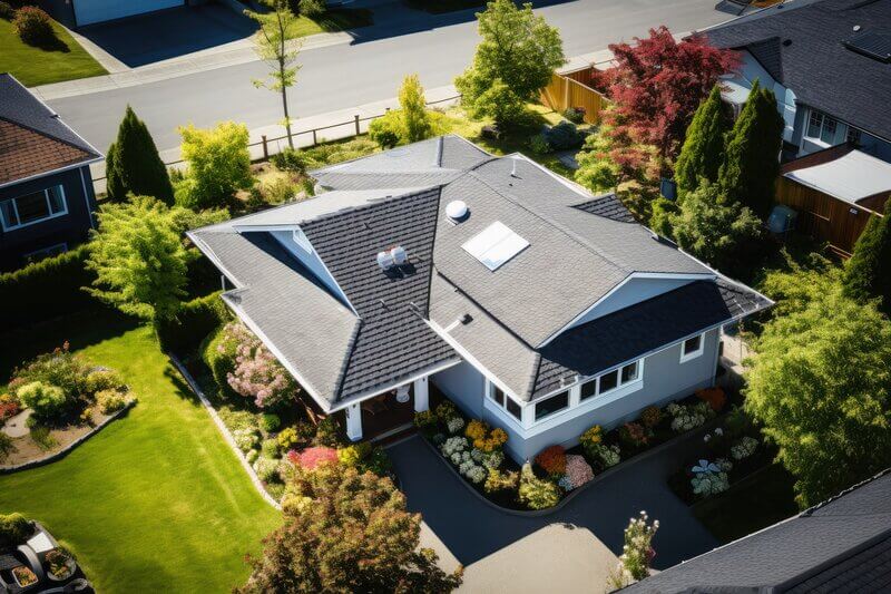 house roof from birds eye view